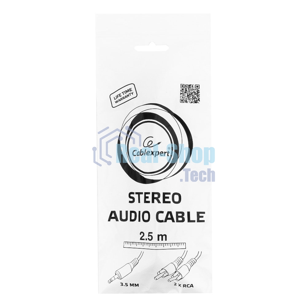 Кабель аудио Gembird Jack3.5/2xRCA, 2.5м