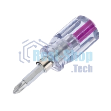 Отверткакомбинированная Rexant, прозрачная рукоятка,двухсторонний стержень 40 мм (крестовая PH 2, шлицевая SL 6 мм)