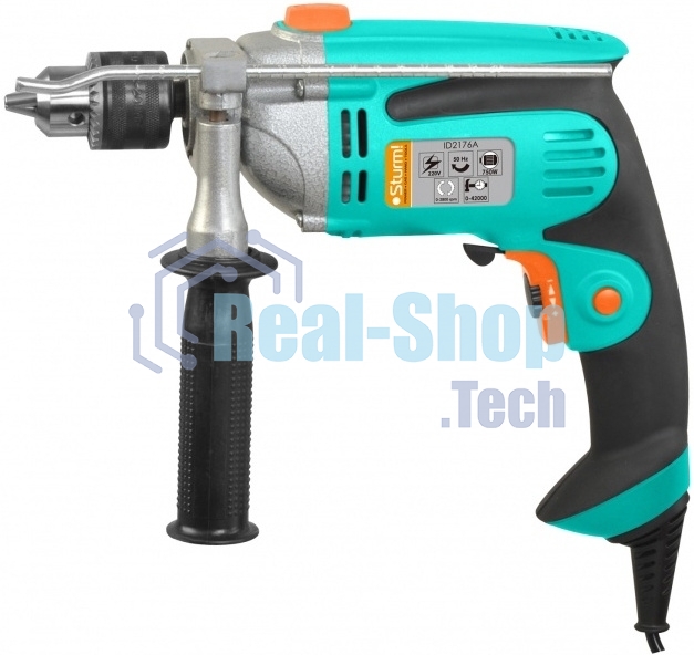 Дрель ударная Sturm ID2176A, 750 Вт, 0-2800 об/мин, 0-42000 уд/мин, МЕТАЛ КОРП РЕДУКТ ID2176A