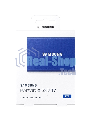 Внешний SSD Samsung T7, 2TB, USB 3.2 Gen 2 Type-C, R/W 1050/1000, синий