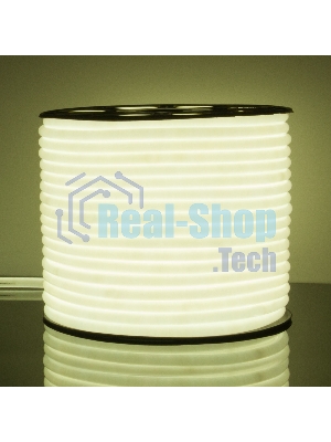 Лента светодиодная LS003 220V /  Гибкий неон 9.6W 144Led 2835 IP67 16mm 6500K круглый холодный белый, 50 м