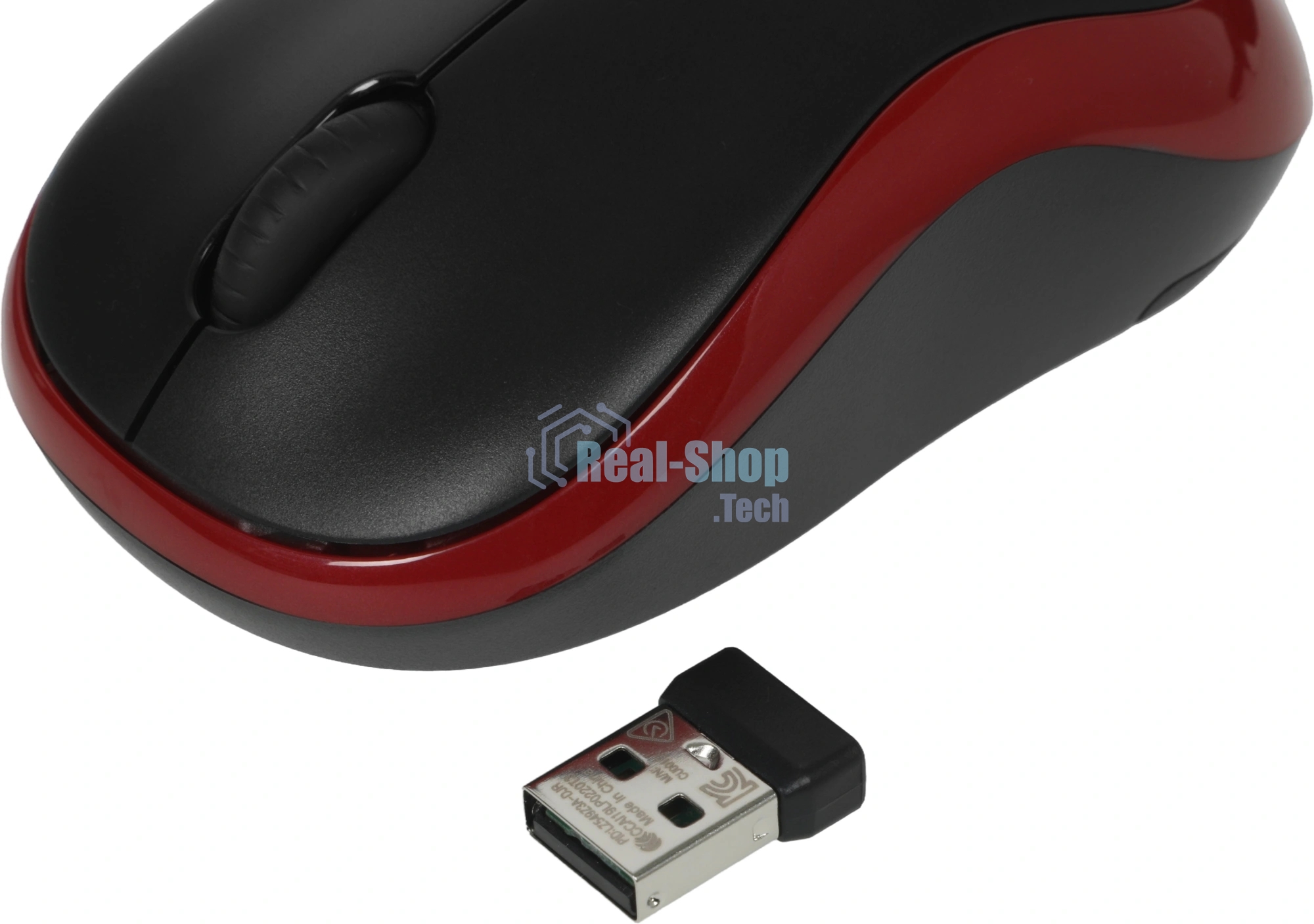 Мышь беспроводная Logitech M185, красный, 1000 dpi, радиоканал, USB, кнопки - 3
