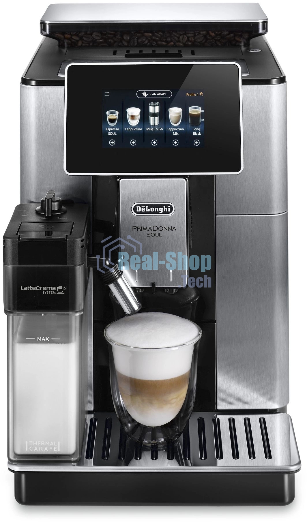 Кофемашина автоматическая DeLonghi ECAM610.75.MB черный/серебристый, исп. кофе - молотый/зерновой, 2.2 л, 1450 Вт, 19 Бар