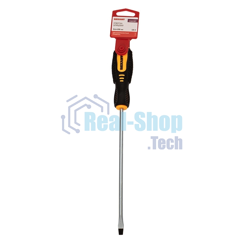 Отвертка шлицевая Rexant SL 6х200 мм, двухкомпонентная рукоятка