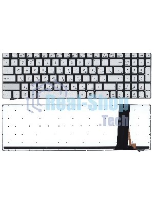Клавиатура для ноутбука Asus N550 серебристая с подсветкой