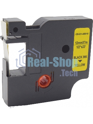 Картридж ленточный Cactus CS-D1-45018 12мм, черный шрифт, желтый фон, 7м для DYMO LM 160, 210D, 280, PnP, 420P, 500 TS; Rhino Pro 6000, 5200, 4200
