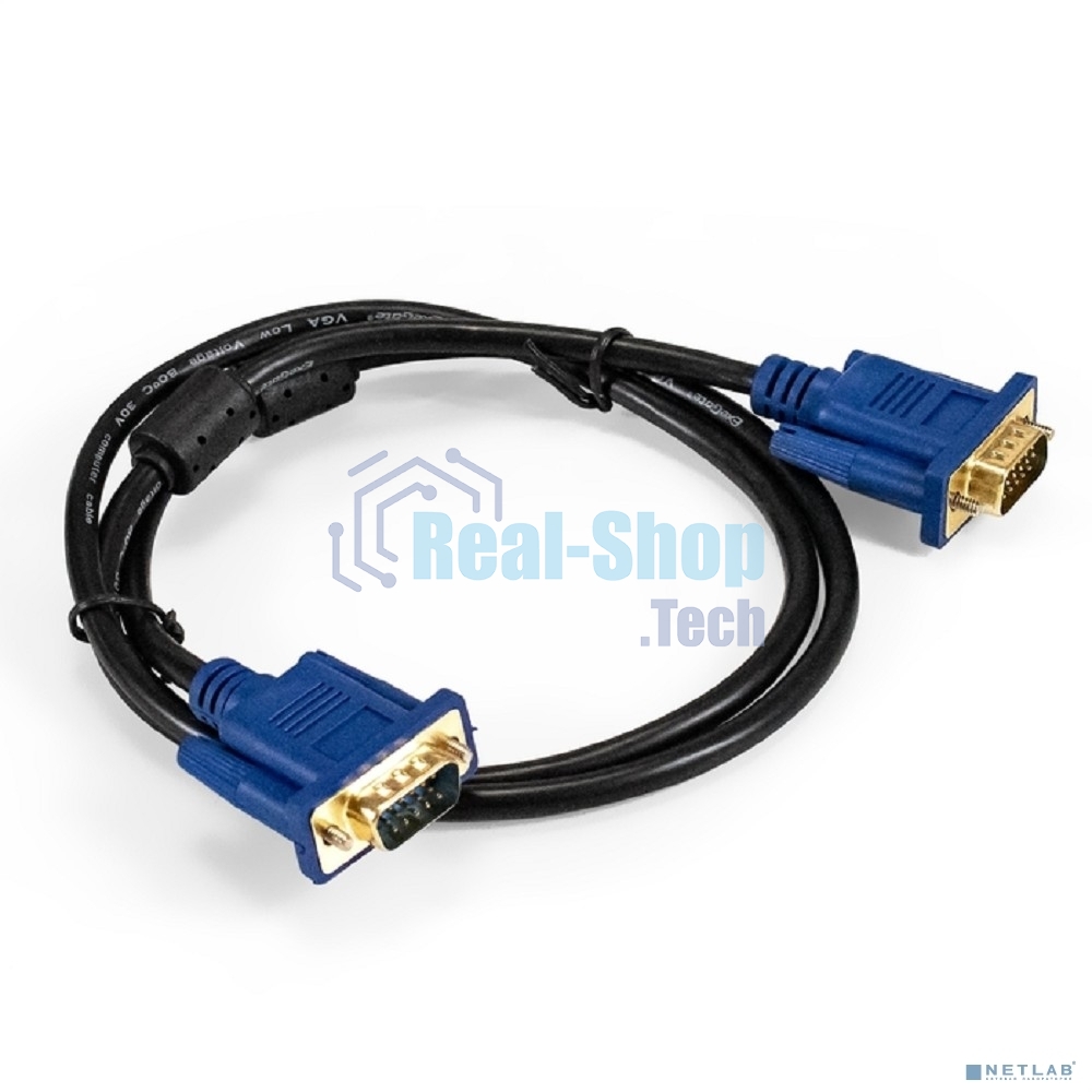 Кабель VGA Pro ExeGate EX-CC-PVGA-15M15M-1.0 (15M/15M, 1м, 2 фильтра, позолоченные контакты, экран)