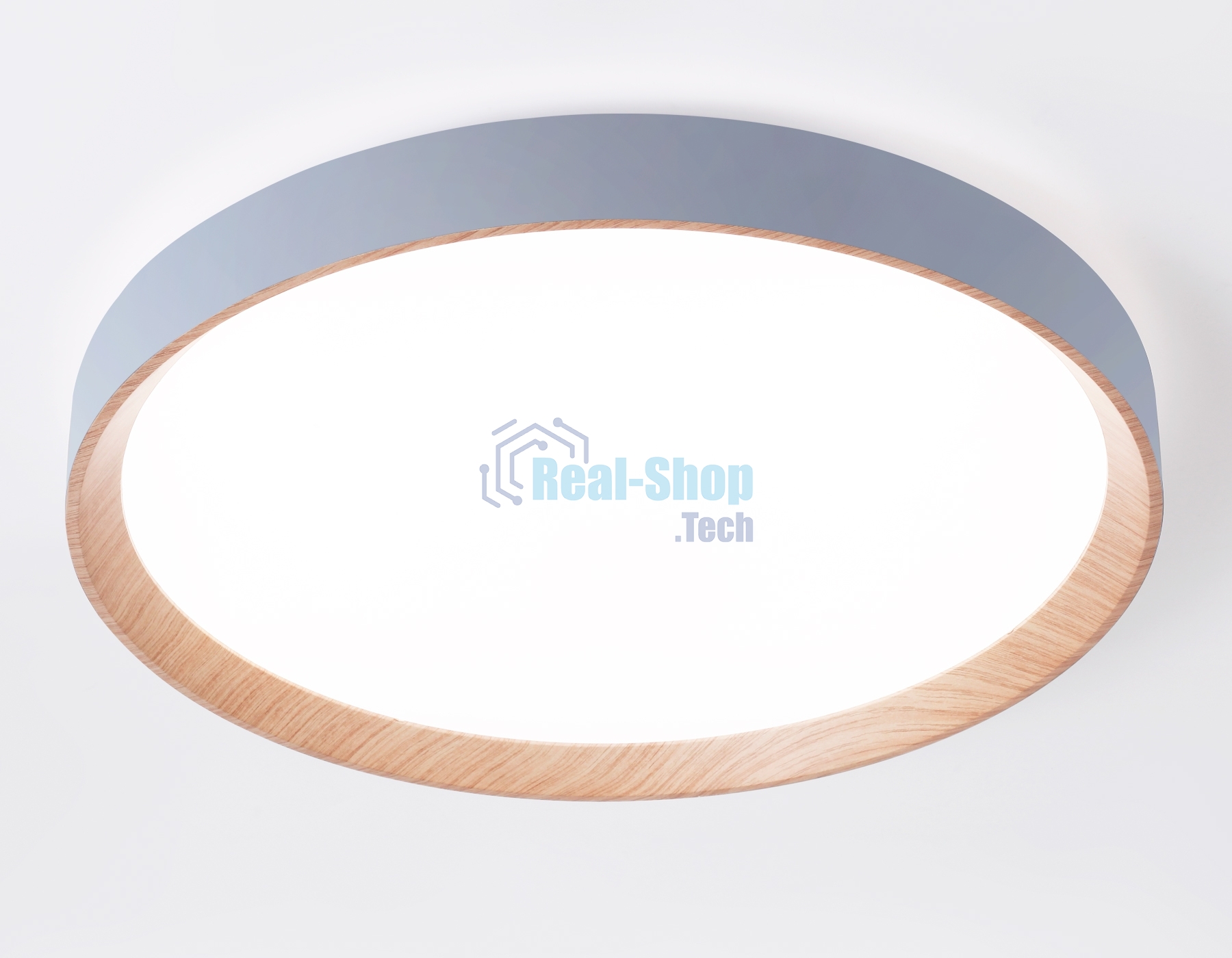 Потолочный светодиодный светильник Ambrella light FZ1322 GR/LWD серый/светлое дерево IP20 60W 3000-6400K D490*80 (ПДУ ИК)