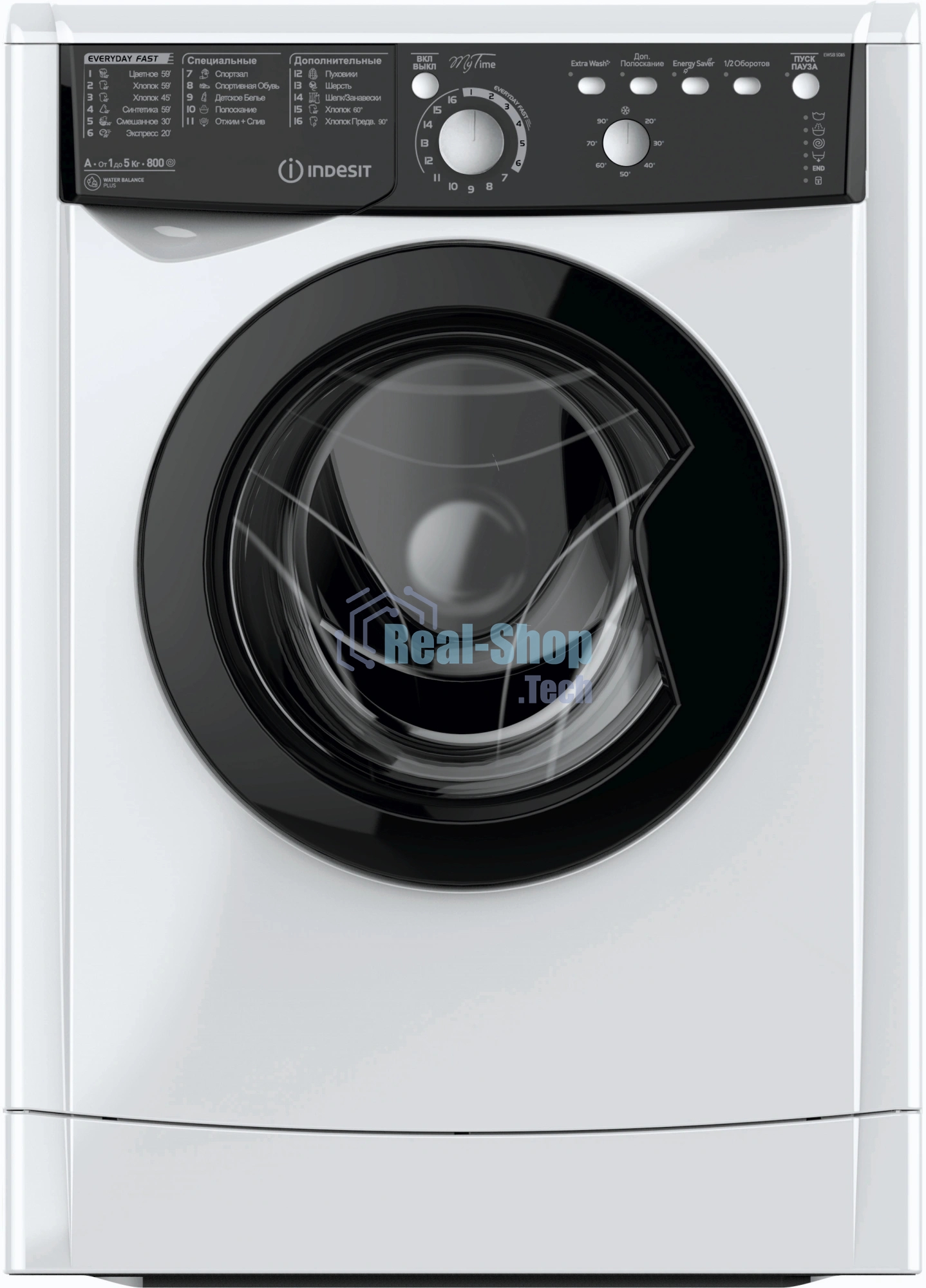 Стиральная машина Indesit EWSB 5085 BK CIS белый, загрузка фронтальная 5 кг, 800 об/мин., класс: А