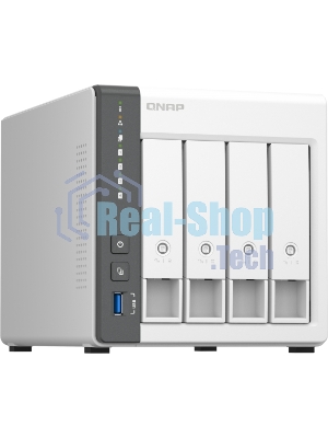 Сетевое хранилище SMB QNAP TS-433-4G NAS 4 HDD trays. ARM 4-core Cortex-A55 2.0GHz, ram 4 Gb (max), 1x1GbE, 1x2.5GbE, 2xUSB 2.0 port,1xUSB 3.2 Gen 1