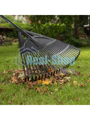 Грабли веерные пластиковые Palisad, 620х1750 мм, 27 плоских зубьев, алюминиевый черенок,