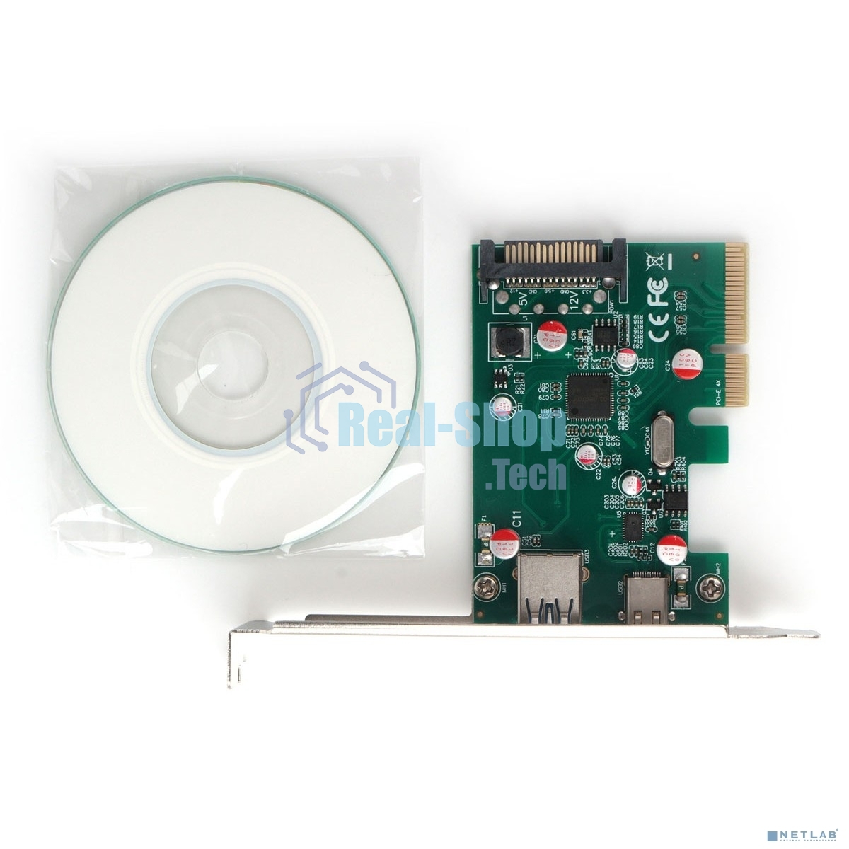 Контроллер USB Gembird SPCR-02, в PCI, порты: 2 внешн. USB 3.0 Type-C