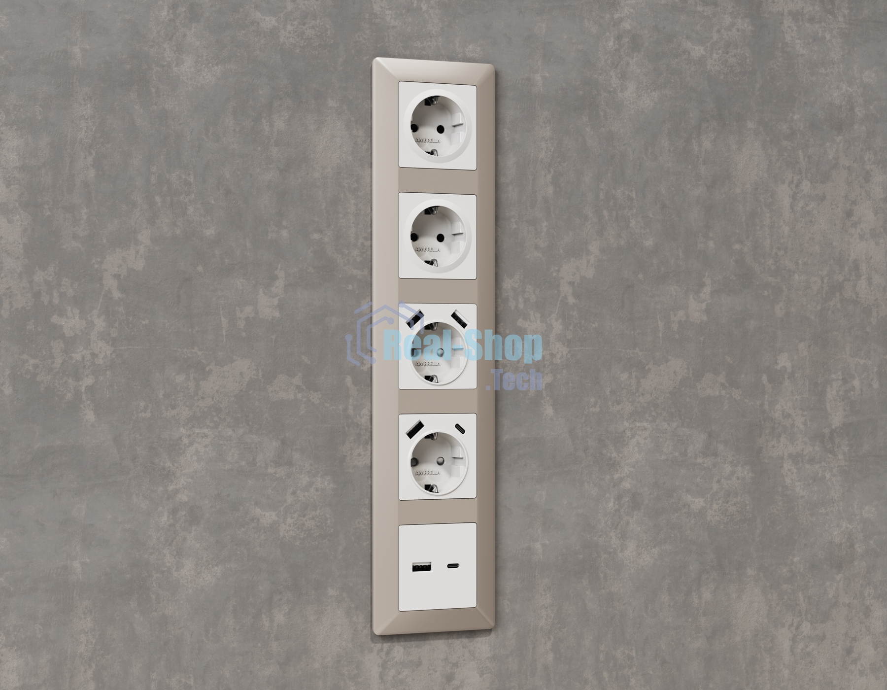 Комплект механизма розетки ALFA Белый матовый 2USB A+C 20W (быстрая зарядка) QUANT (AP1310, VM177) MA131010