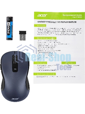 Мышь беспроводная Acer OMR306 черный/серый, 1600 dpi, радиоканал, USB, кнопки - 6