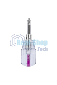 Отверткакомбинированная Rexant, прозрачная рукоятка,двухсторонний стержень 40 мм (крестовая PH 2, шлицевая SL 6 мм)