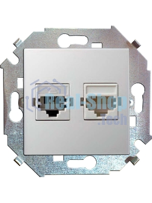 Розетка компьютерная двойная RJ45 кат.5е, Systimax 1591593-030 Simon белый