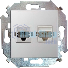 Розетка компьютерная двойная RJ45 кат.5е, Systimax 1591593-030 Simon белый Розетка компьютерная двойная RJ45 кат.5е, Systimax 1591593-030 Simon белый