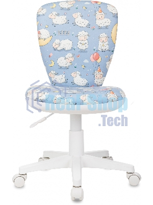 Кресло детское Бюрократ KD-W10 голубой овечки крестов. пластик пластик белый