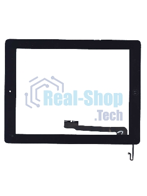 Сенсорное стекло (тачскрин) для iPad 4 черное с кнопкой OEM