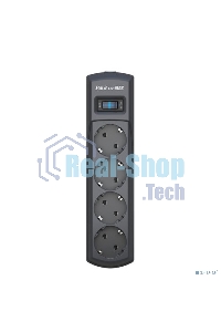 Сетевой фильтр ZIS Pilot m Max 4 розетки (евро с заземлением), 15А/3.3кВа, автомат, 3 м, черный Surge protector Pilot m Max 4 euro outlets, 15А/3.3кВа, 3m, black