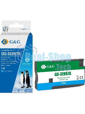 Картридж струйный G&G GG-3ED67A 712 голубой (29мл) для HP DesignJet T650/T630/T250/T230/T210/Studio Plotter Printers