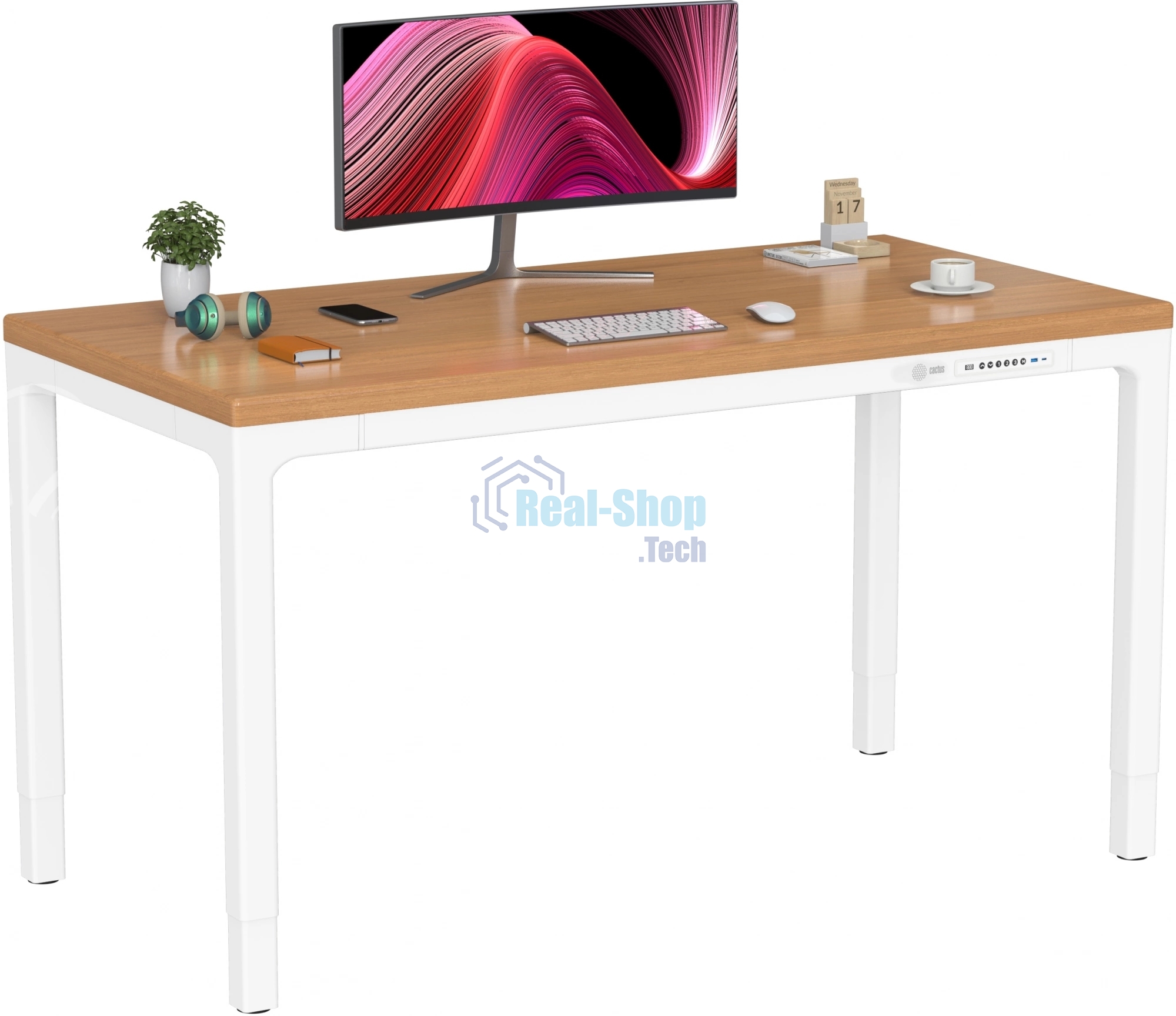 Стол компьютерный Cactus CS-ET-WWD столешница МДФ, белый дуб молочный каркас белый