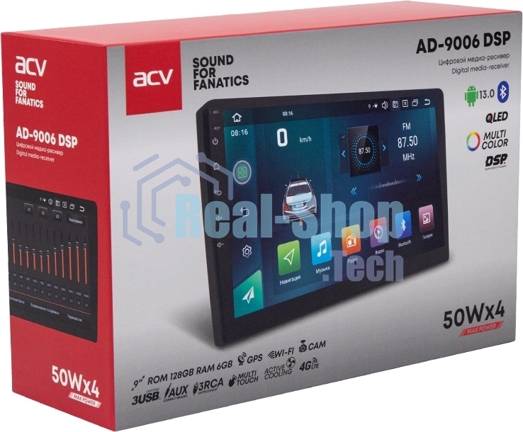 Автомагнитола ACV AD-9006DSP, 2 DIN, 9