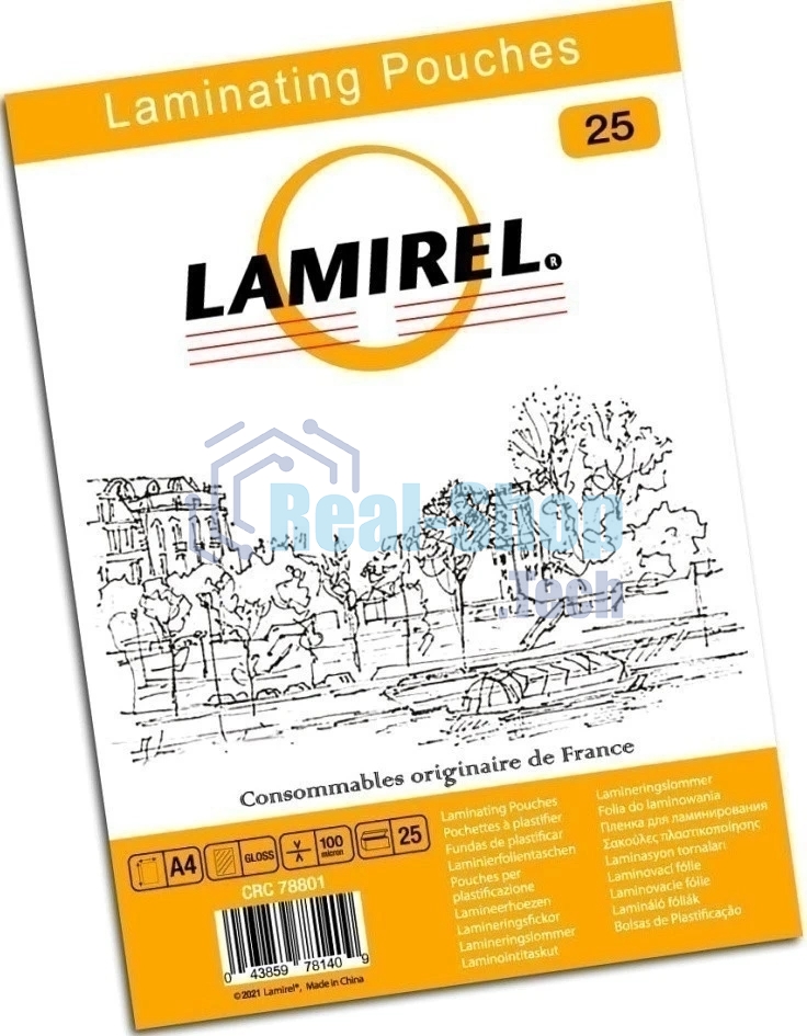 Пленка для ламинирования Fellowes 100мкм A4 (25шт) глянцевая216x303мм Lamirel (LA-78801)