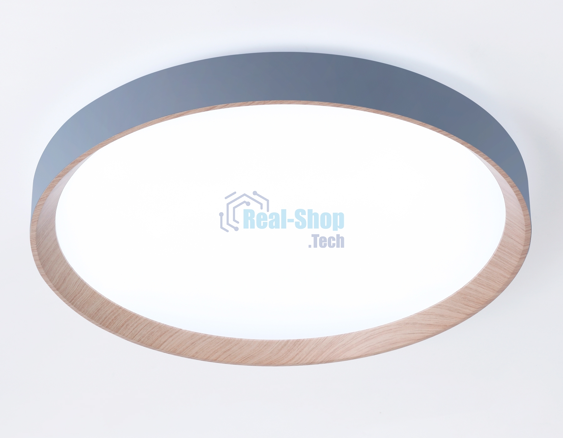 Потолочный светодиодный светильник Ambrella light FZ1322 GR/LWD серый/светлое дерево IP20 60W 3000-6400K D490*80 (ПДУ ИК)