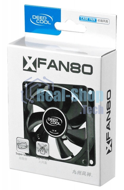Вентилятор для корпуса DEEPCOOL XFAN 80 черный, 80 мм, 1800 об/мин, 20.3 дБ, 4 pin