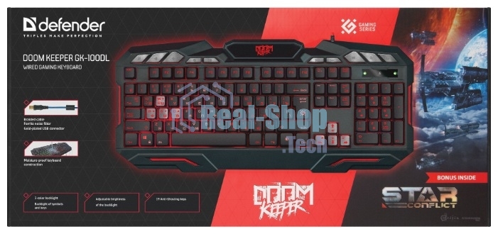 Клавиатура проводная Defender Doom Keeper GK-100DL RU, USB, черный
