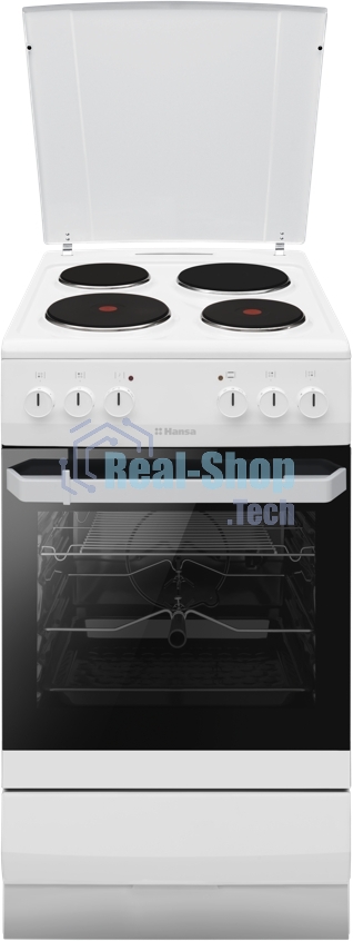 Плита электрическая Hansa FCEW54120 белый, конфорок 4 шт, духовка 62 л, 50 см x 85 см x 60 см