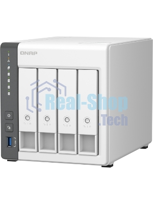 Сетевое хранилище SMB QNAP TS-433-4G NAS 4 HDD trays. ARM 4-core Cortex-A55 2.0GHz, ram 4 Gb (max), 1x1GbE, 1x2.5GbE, 2xUSB 2.0 port,1xUSB 3.2 Gen 1