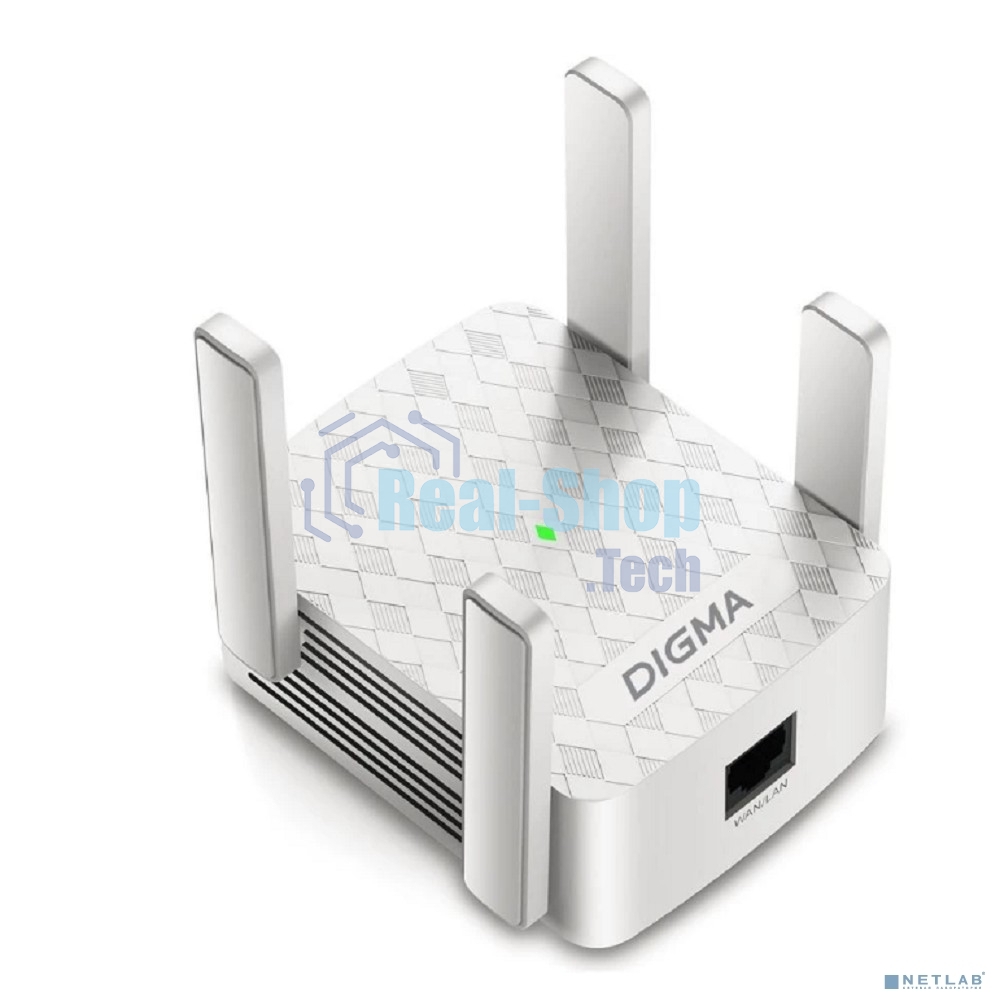Повторитель беспроводного сигнала Digma D-WR310 (D-WR310V2) N300 Wi-Fi белый