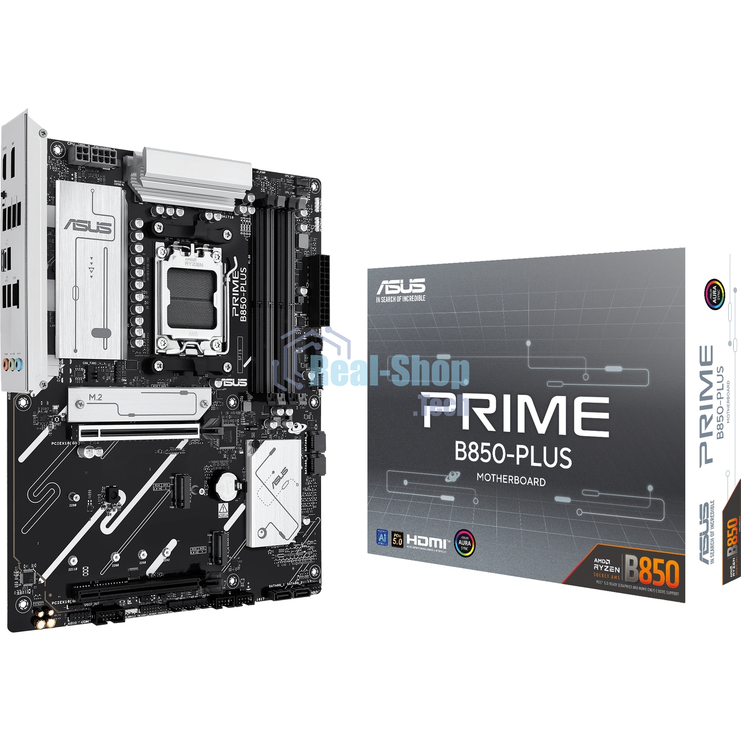 Материнская плата ASUS PRIME B850-PLUS, AM5, AMD B850, 4xDDR5, 4xSATA, 3xM.2, 1xPCIe 5.0 x16, 1xPCIe 4.0 x16, 1xDP, 1xHDMI, 1x2.5Gb LAN, 4xUSB-A 10Gbps, 1xUSB-C 10Gbps, 2xUSB-A 5Gbps, 2xUSB-A 2.0, 3x3.5 мм, 7.1, ATX