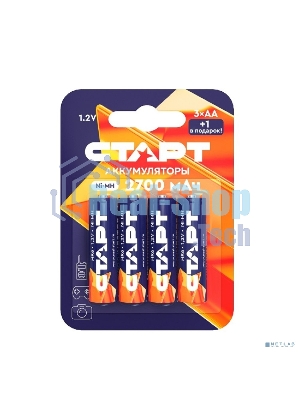 Аккумуляторы СТАРТ HR6 AA 2700mAh Ni-MH BL3+1 48/768, AA, 2700 мАч, 4 шт. в блистере
