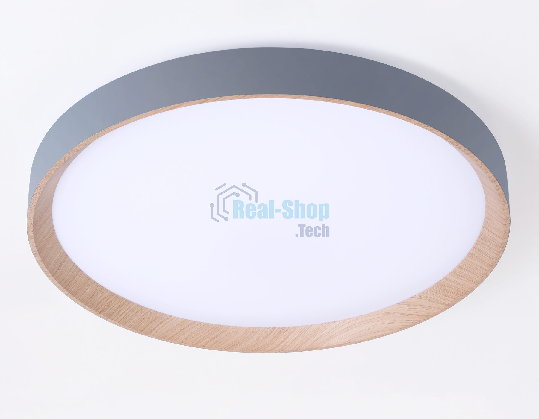 Потолочный светодиодный светильник Ambrella light FZ1322 GR/LWD серый/светлое дерево IP20 60W 3000-6400K D490*80 (ПДУ ИК)