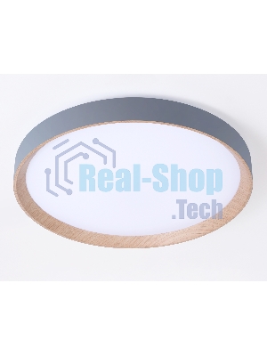 Потолочный светодиодный светильник Ambrella light FZ1322 GR/LWD серый/светлое дерево IP20 60W 3000-6400K D490*80 (ПДУ ИК)