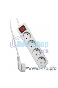 Сетевой фильтр Гарнизон ELB-G4-W-5, 4 евророзетки с выключателем и заземлением, допустимый ток 16А, длина 5 м.