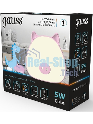 Ночник Gauss NN7034 поросенок розовый