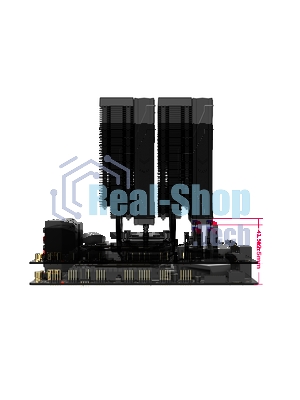 Кулер для процессора SAMA A60B (265W, 4-pin PWM, 156.5mm, 6x6mm, 2x120мм, 78CFM, 29dBA, 2200RPM, S: 1851/1700/1200/115X, AM5/AM4, черный)