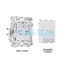 Комплект механизма розетки ALFA Белый матовый 2USB A+C 20W (быстрая зарядка) QUANT (AP1310, VM177) MA131010