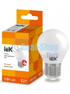 Лампа светодиодная LED 3Вт Е27 220В 3000К G45 шар LLE-G45-3-230-30-E27 IEK