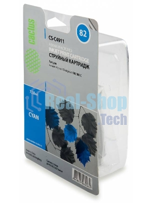 Картридж струйный Cactus CS-C4911 №82 голубой (72 мл) для HP Design Jet 500/800C