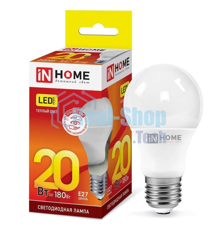 Лампа светодиодная LED-A60-VC 20Вт 230В E27 3000К 1800лм IN HOME 4690612020297