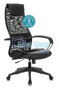 Кресло руководителя Бюрократ CH-608/BLACK TW-01 TW-11 черный, спинка сетка, искусст. кожа/ткань