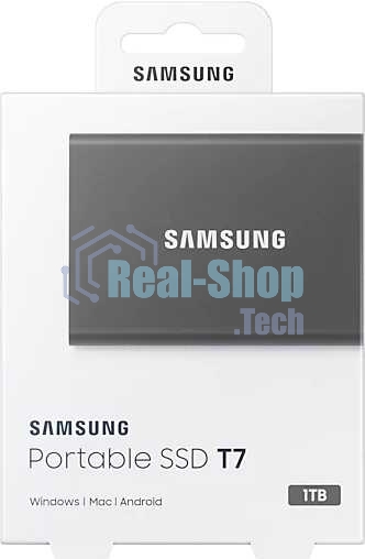 Внешний SSD Samsung T7, 1TB, USB 3.2 Gen 2 Type-C, R/W 1050/1000, серый