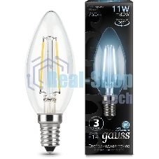 Лампа светодиодная филаментная Gauss Black Filament 11Вт свеча 4100К E14