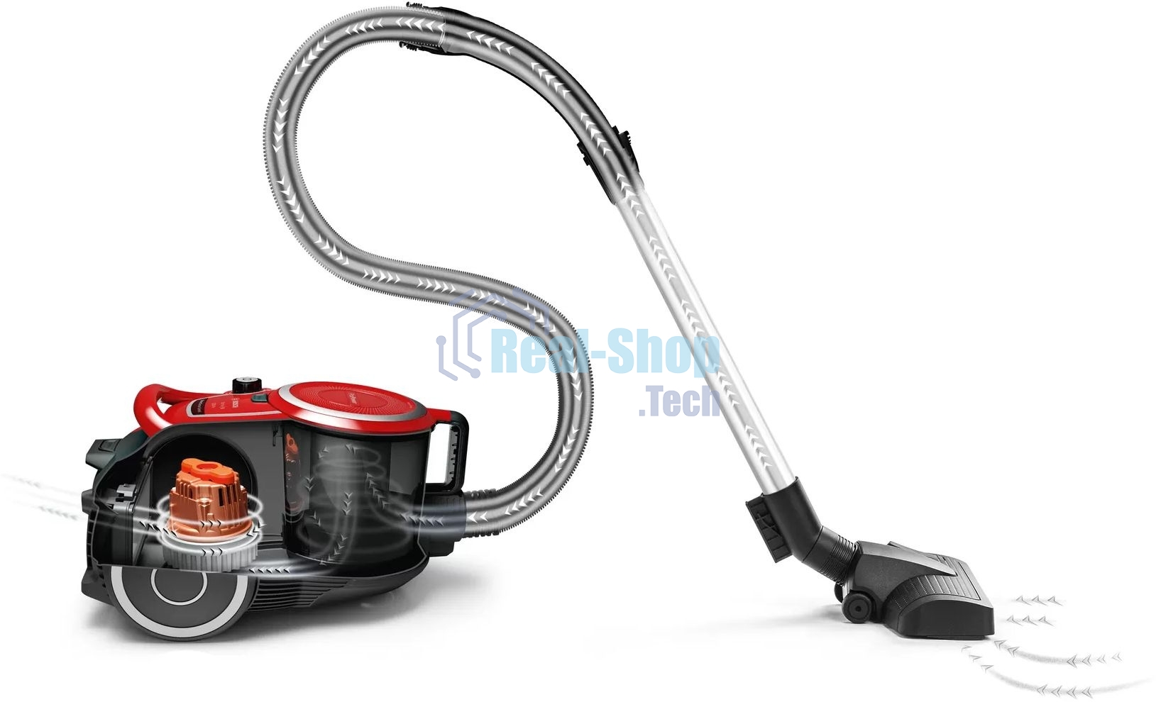 Пылесос Bosch BGS412234A красный, 2200 Вт, уборка сухая, пылесборник контейнер, 2.4 л