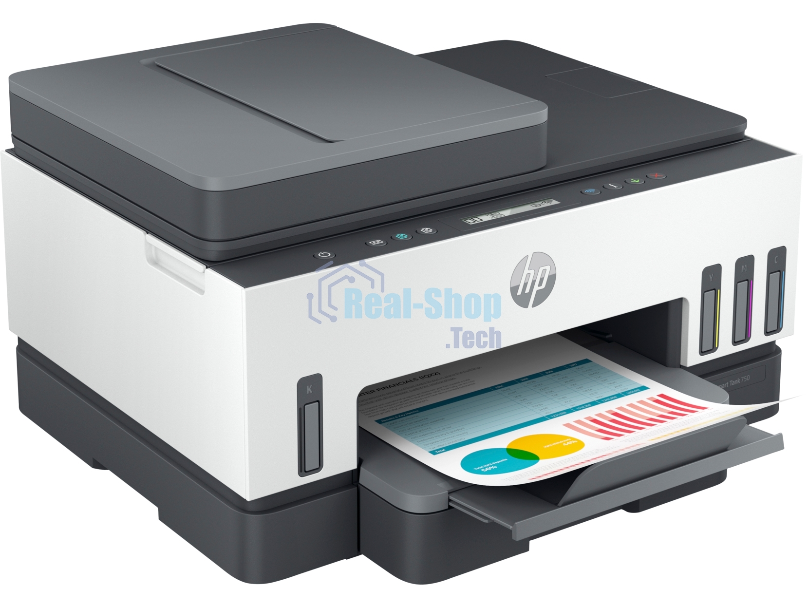 МФУ струйное HP Smart Tank 750 AiO, А4, цветной, печ. до 15/9 стр/мин., скан. до 8 стр/мин., 4800x1200 dpi (печ.), 1200x1200 dpi (скан.), Bluetooth, USB, Wi-Fi